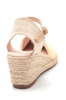 Women's Beige Suede Wedge Heel Espadrille Sandals | Derimod