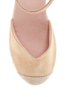 Women's Beige Suede Wedge Heel Espadrille Sandals | Derimod