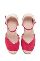 Kadın Pembe Süet Dolgu Topuk Espadril Sandalet | Derimod