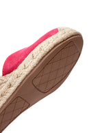 Kadın Pembe Süet Dolgu Topuk Espadril Sandalet | Derimod