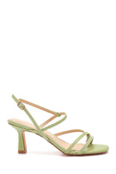 Women's Green Printed Heeled Sandals | Derimod
