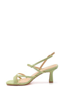 Women's Green Printed Heeled Sandals | Derimod