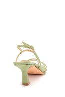 Women's Green Printed Heeled Sandals | Derimod