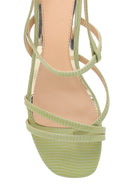Women's Green Printed Heeled Sandals | Derimod