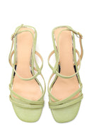 Women's Green Printed Heeled Sandals | Derimod