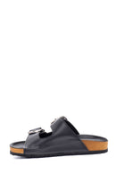 Women's Black Double Buckle Slippers | Derimod