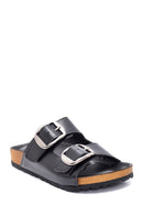 Women's Black Double Buckle Slippers | Derimod