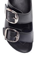 Women's Black Double Buckle Slippers | Derimod