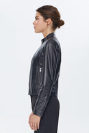 Irma Kadın Siyah Streç-Fit Deri Ceket | Derimod