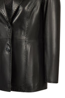 Barbara Women's Black Long Leather Jacket | Derimod