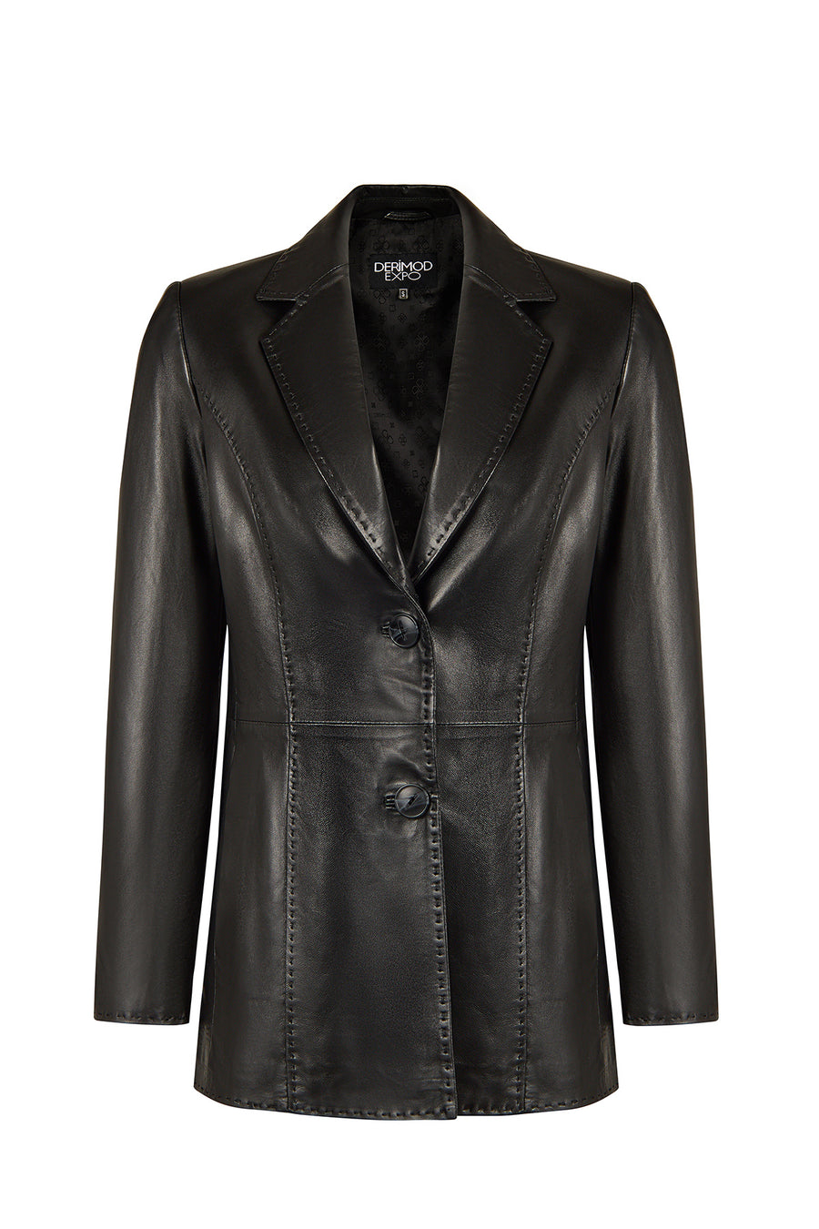 Barbara Kadın Siyah Blazer Deri Ceket