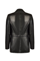 Barbara Women's Black Long Leather Jacket | Derimod