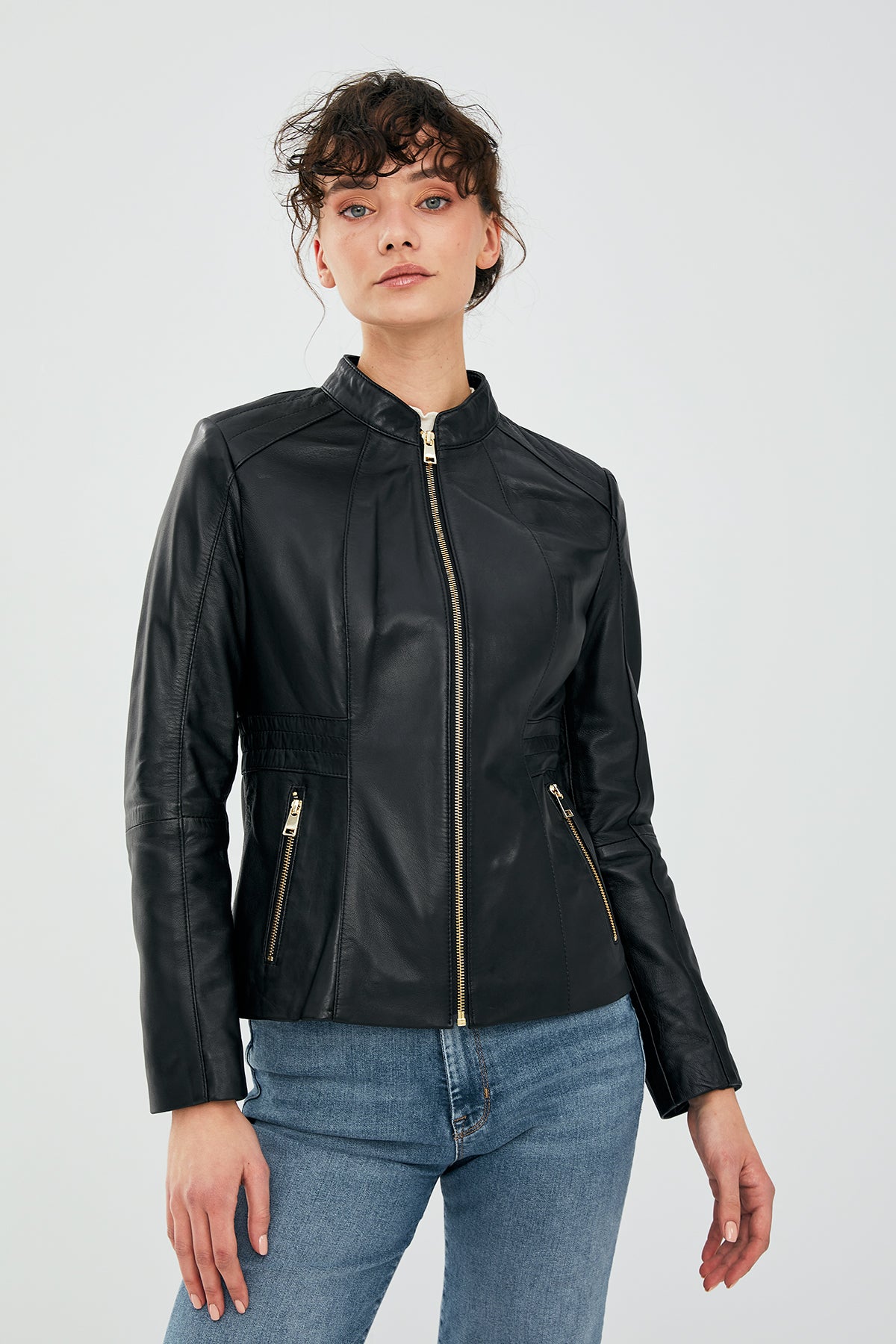 Lydia Kadın Siyah Regular Kısa Deri Ceket