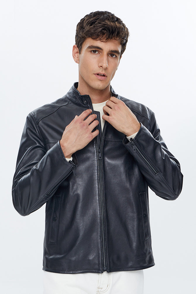 Ray Men's Black Leather Jacket