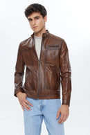 Felibe Erkek Konyak Deri Ceket | Derimod