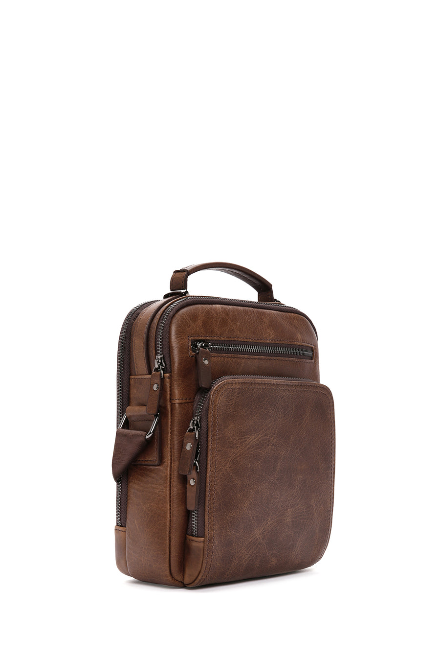 Men's Brown Leather Crossbody Bag