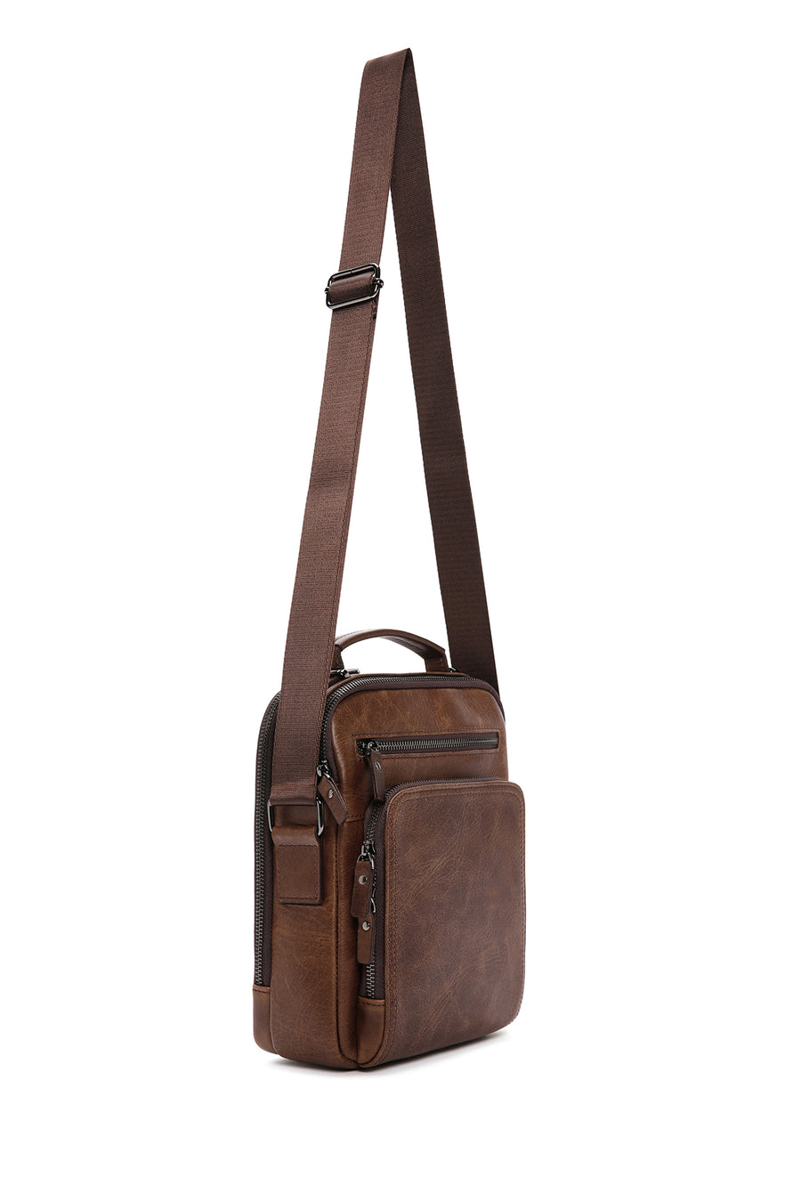Men's Brown Leather Crossbody Bag
