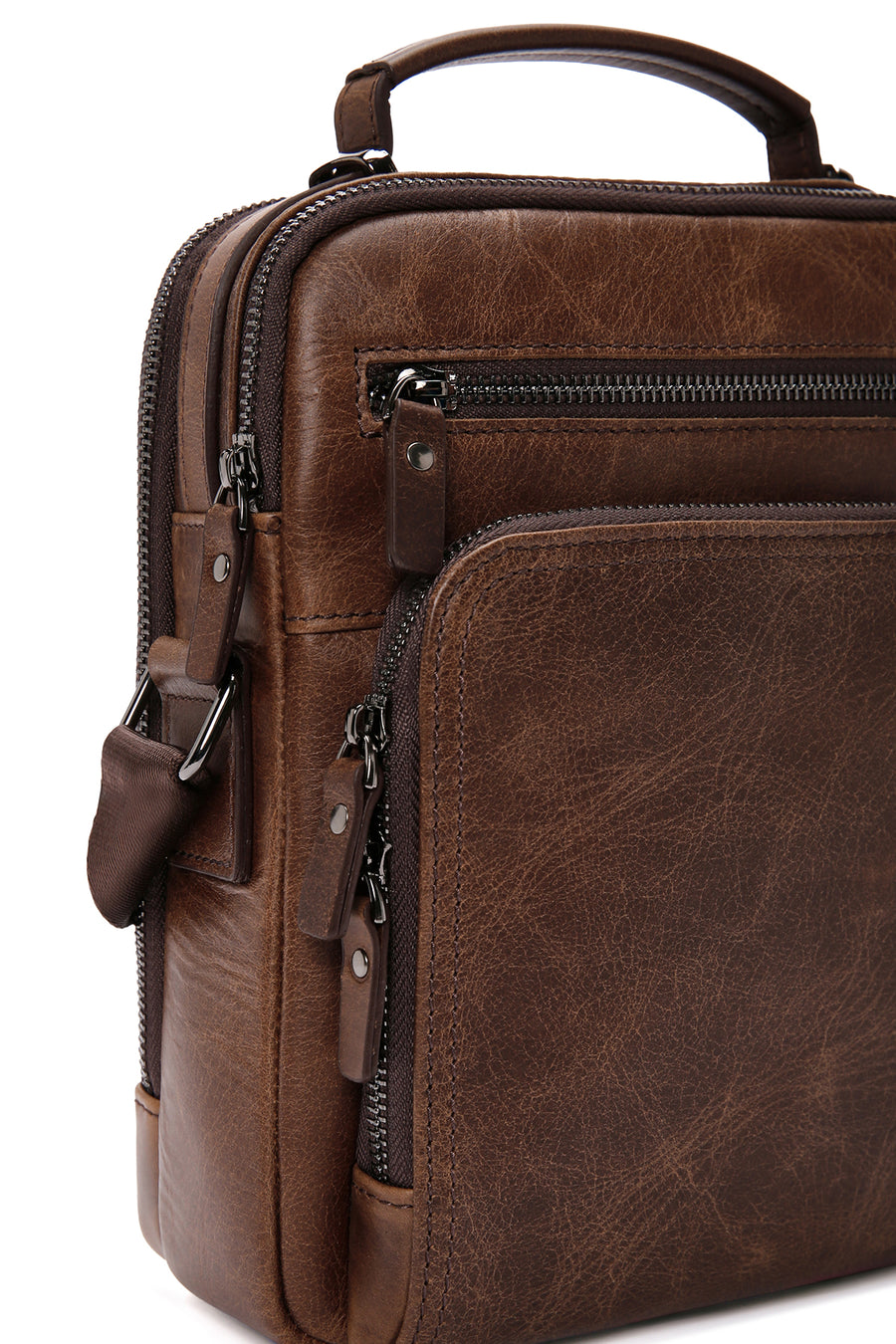 Men's Brown Leather Crossbody Bag