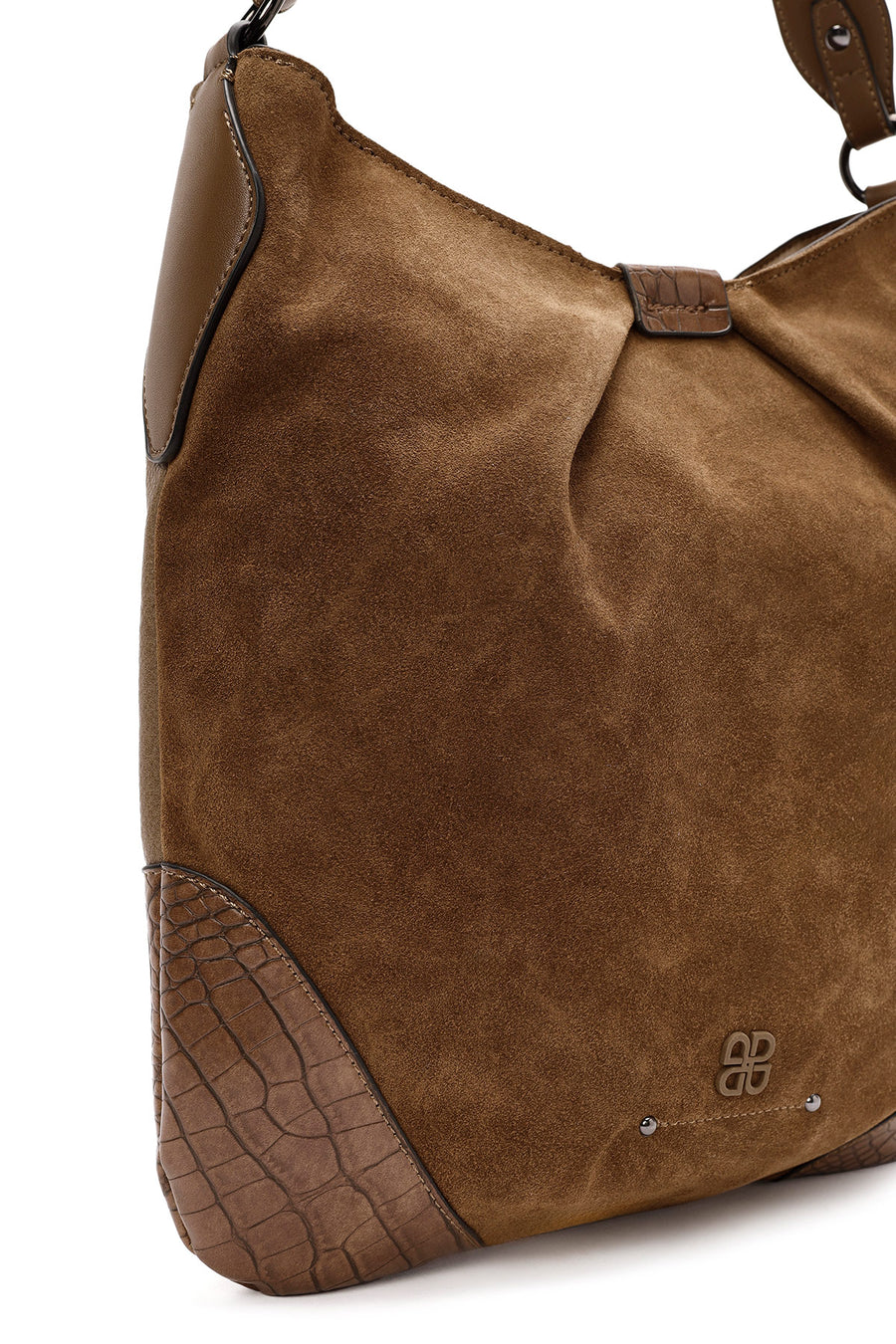 Women's Brown Long Strap Suede Shoulder Bag