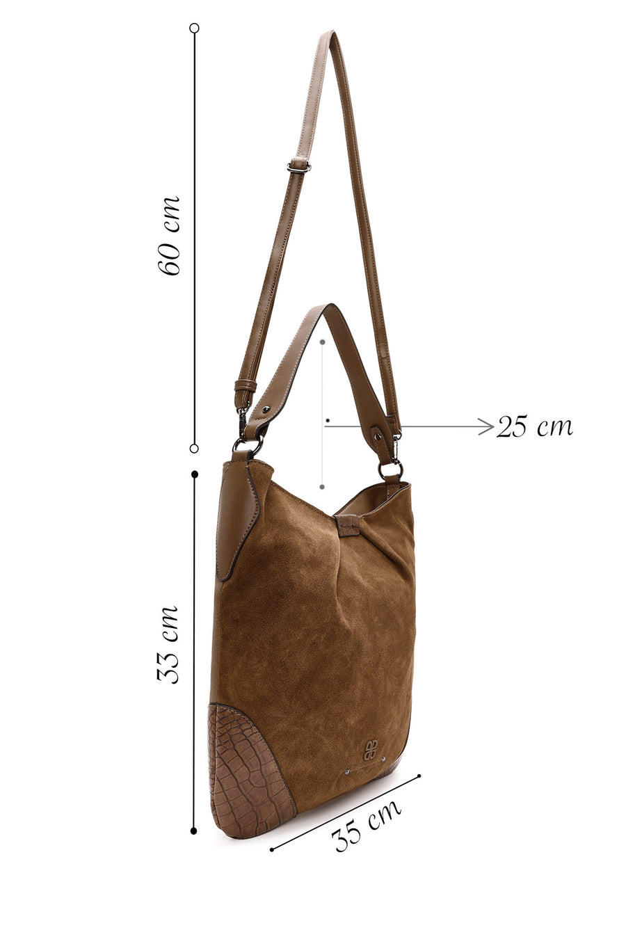 Women's Brown Long Strap Suede Shoulder Bag