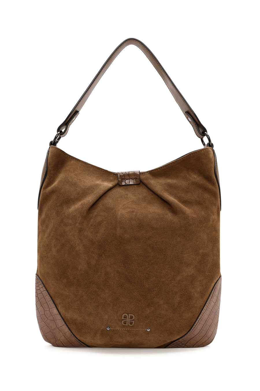 Women's Brown Long Strap Suede Shoulder Bag