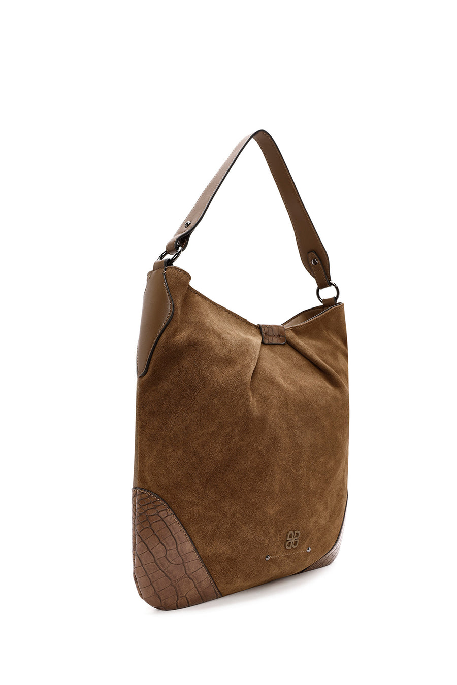 Women's Brown Long Strap Suede Shoulder Bag