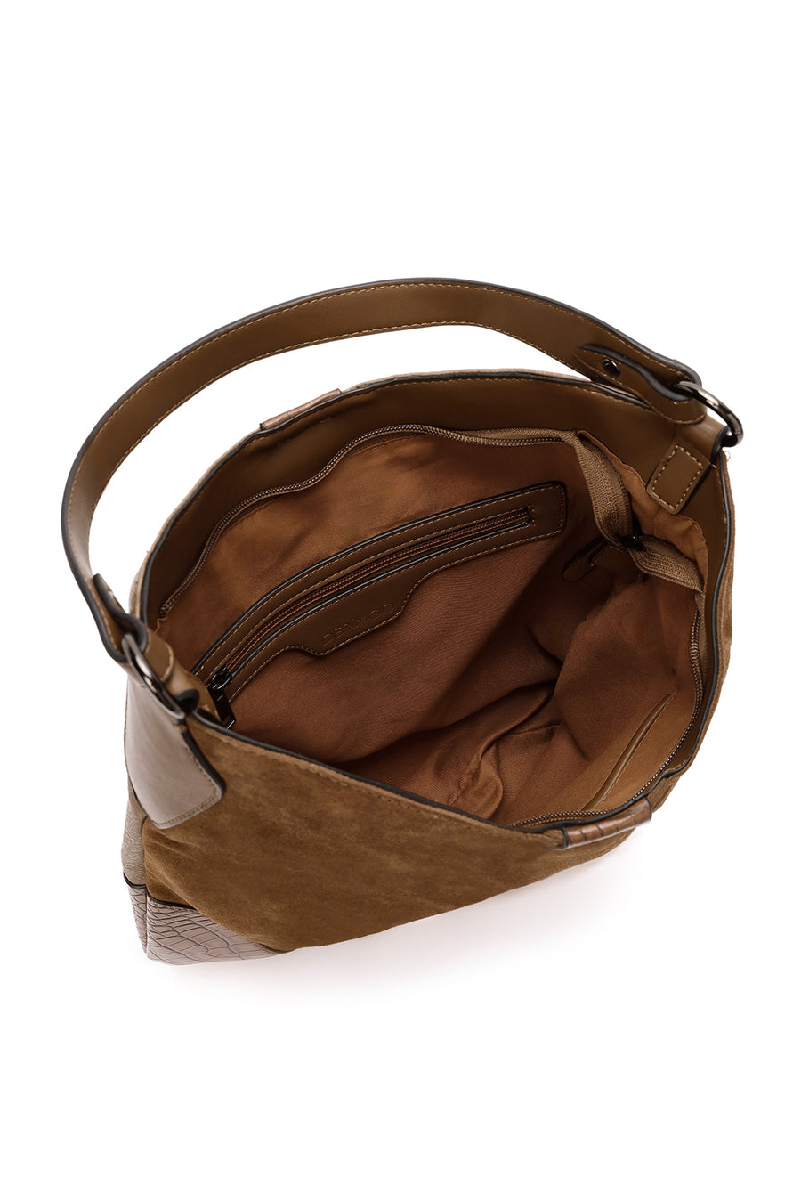 Women's Brown Long Strap Suede Shoulder Bag