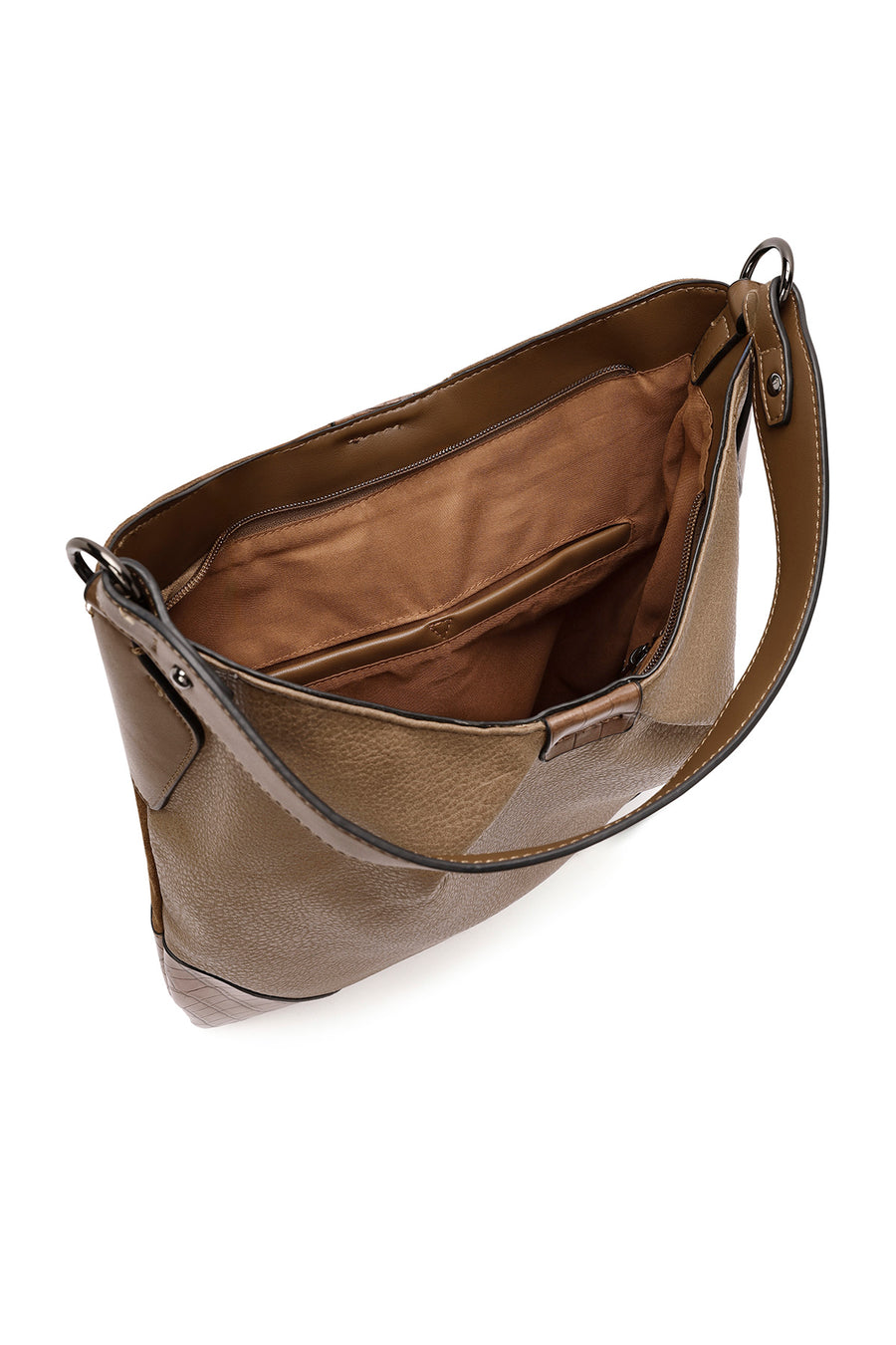 Women's Brown Long Strap Suede Shoulder Bag