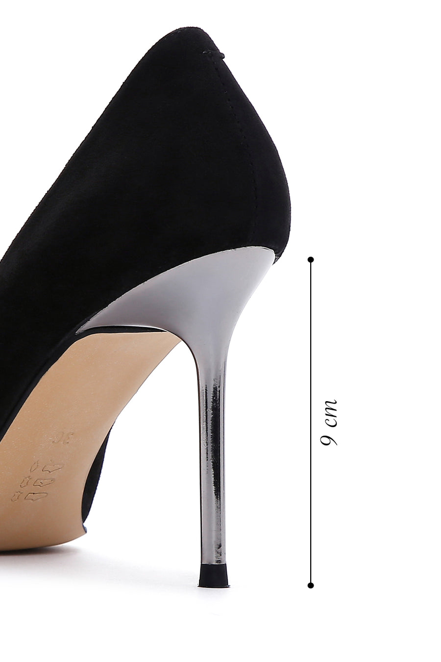Kadın Siyah Süet Deri Stiletto