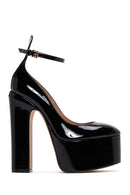 Women's Black Leather Platform Heeled Shoes | Derimod