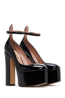 Women's Black Leather Platform Heeled Shoes | Derimod