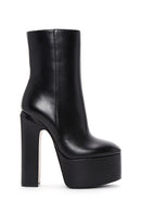 Women's Black Leather Platform Heeled Boots | Derimod