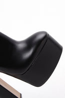 Women's Black Leather Platform Heeled Boots | Derimod