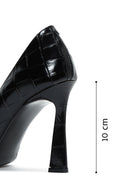 Women's Black Crocodile Leather Heeled Shoes | Derimod