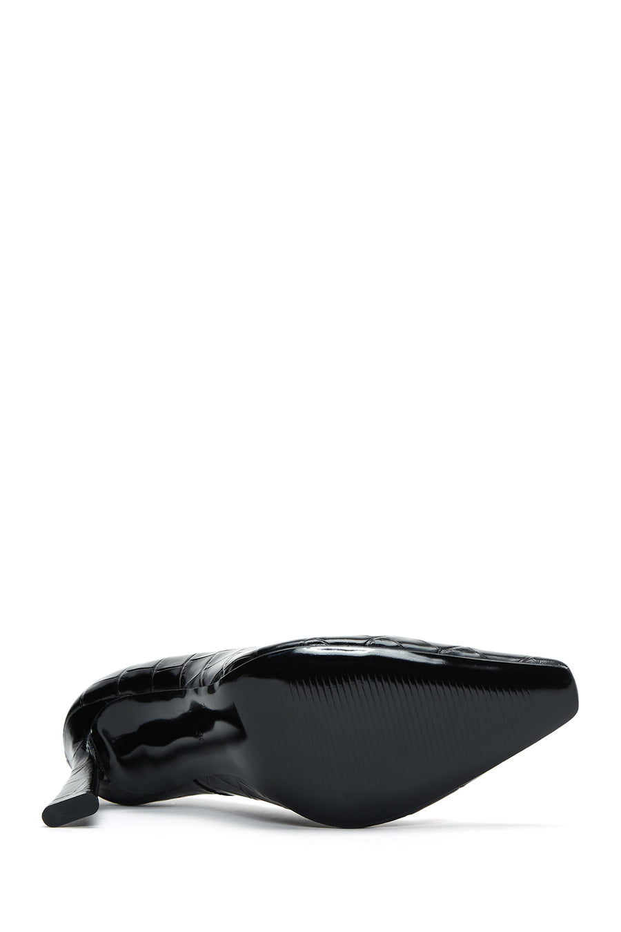 Women's Black Crocodile Leather Heeled Shoes