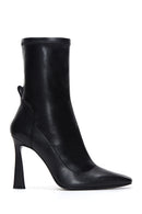 Women's Black High Heel Stretch Leather Boots | Derimod
