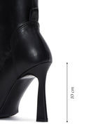 Women's Black High Heel Stretch Leather Boots | Derimod
