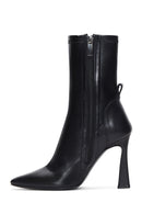 Women's Black High Heel Stretch Leather Boots | Derimod