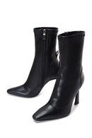 Women's Black High Heel Stretch Leather Boots | Derimod