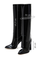 Kadın Siyah Deri Yüksek Topuklu Çizme | Derimod