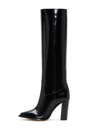 Kadın Siyah Deri Yüksek Topuklu Çizme | Derimod