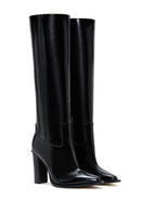 Kadın Siyah Deri Yüksek Topuklu Çizme | Derimod