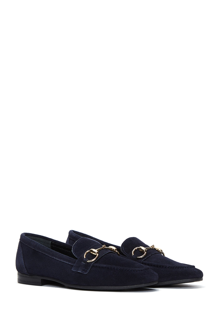 Women's Navy Blue Suede Leather Loafer