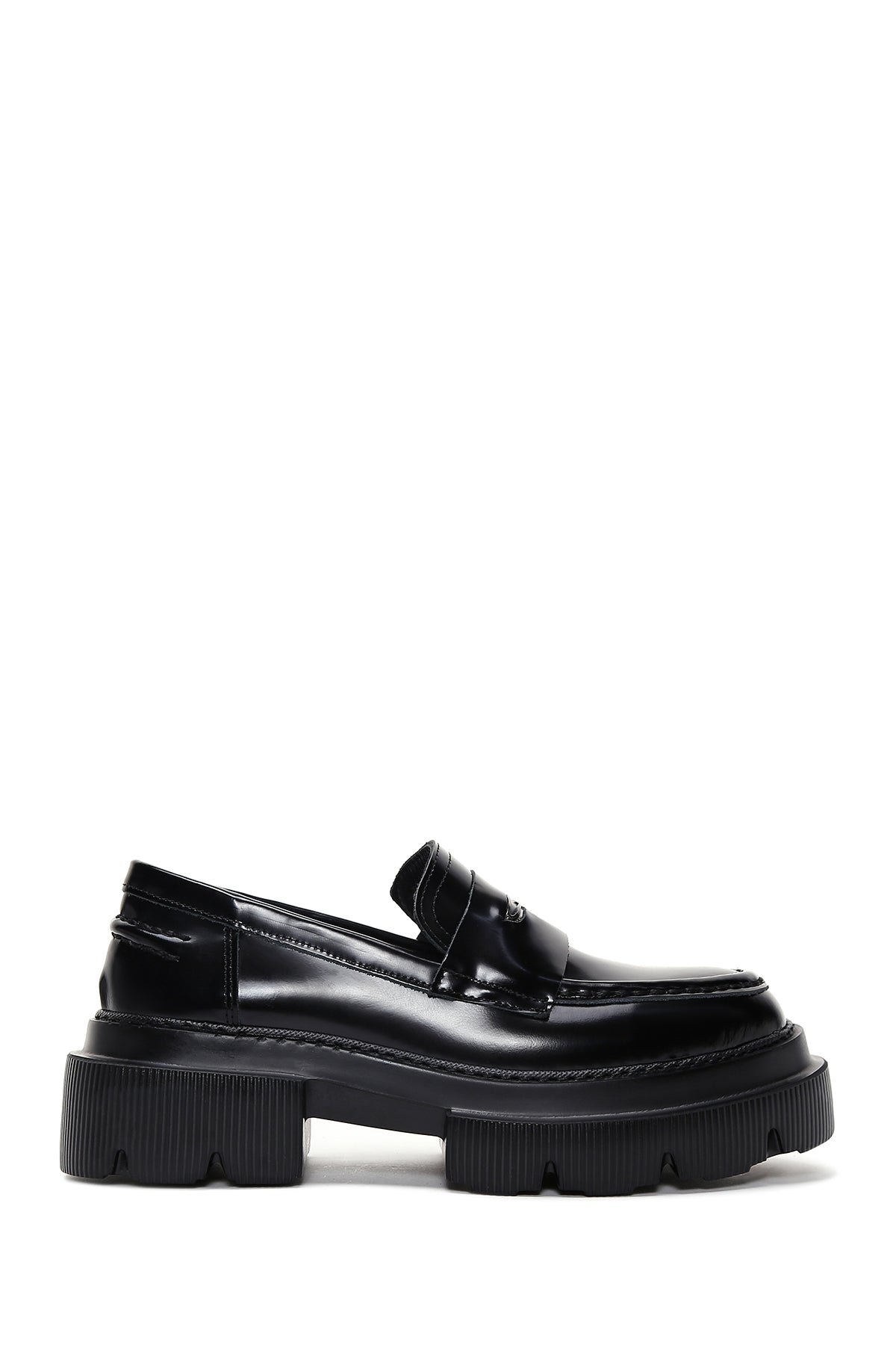 Women's Black Leather Masculine Loafer 22WFD130322 | Derimod