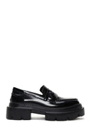 Women's Black Leather Masculine Loafer | Derimod