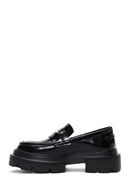 Women's Black Leather Masculine Loafer | Derimod
