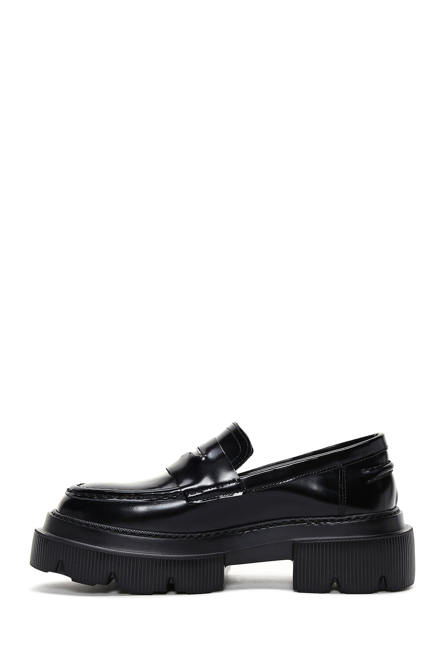 Women's Black Leather Masculine Loafer