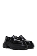 Women's Black Leather Masculine Loafer | Derimod