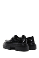 Women's Black Leather Masculine Loafer | Derimod