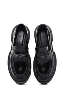 Women's Black Leather Masculine Loafer | Derimod